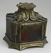 Inkwell in stoneware & gilt-bronze mounts, 1890s