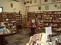 Interior view of monastery gift shop; books, CDs and video section