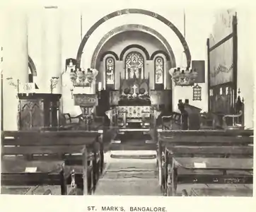 Interiors of St. Mark's Church, Bangalore, from 'The Church in Madras, Volume II' by Rev. Frank Penny