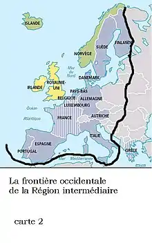 Geopolitical Occident of Europe, according to the Intermediate Region theory of Dimitri Kitsikis
