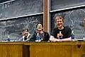 4chan founder moot (left) with webcomic creators Randall Munroe and Ryan North at ROFLCon 2008