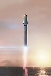 White sleek rocket in flight