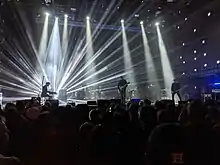 Landscape photo depicting Interpol playing in concert in Pittsburgh, Pennsylvania