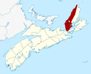 Location of Inverness County, Nova Scotia