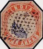 India 1854 (inverted head), cut to shape