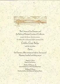 Official invitation to the opening of the bridge. This copy was sent to the City of Seattle.