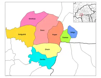 Dano Department location in the province