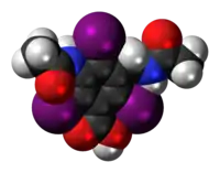 Space-filling model of the iodamide molecule