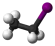 Ball and stick model of ethyl iodide