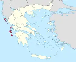 Location of Ionian Islands Region