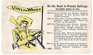 Iowa Equal Suffrage Association postcard from 1910