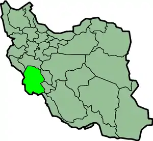 Map of Iran, with Khuzestan province in the southwest