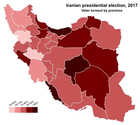 Voter turnout by each province