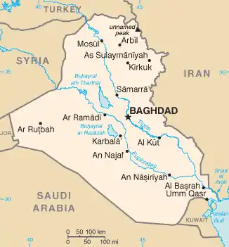 Image 6CIA map of Iraq, following typical labeling guidelines to maximize legibility and association (from Cartographic design)