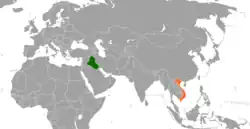 Map indicating locations of Iraq and Vietnam