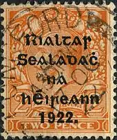 Ireland, 1922: British stamp overprinted for Provisional Government of the Irish Free State