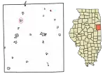 Location of Beaverville in Iroquois County, Illinois