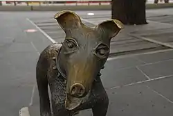 The second bronze statue of Larry La Trobe created by Melbourne artist Pamela Irving, Melbourne City Square.