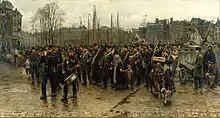 Isaac Israëls, Het transport der kolonialen (Transport of the Colonial Soldiers), showing recruits for the Royal Netherlands East Indies Army marching through Rotterdam to their transport to the Dutch East Indies