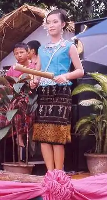 Thai girl wearing Isan style sinh