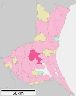 Location of Ishioka in Ibaraki Prefecture
