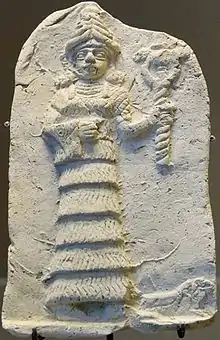 Ishtar. Moulded plaque, Eshnunna, early 2nd. millennium. Louvre, AO 12456