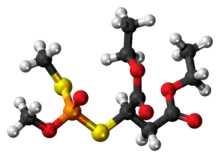 Ball-and-stick model of the isomalathion molecule