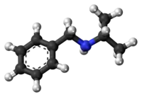 Ball-and-stick model of the isopropylbenzylamine molecule