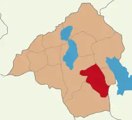 Map showing Aksu District in Isparta Province