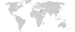 Map indicating locations of Israel and Panama