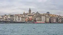 View of Karaköy (foreground) and Galata Tower (background) from Eminönü.