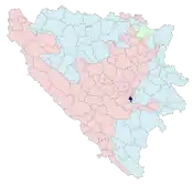 Location of Istočna Ilidža within Bosnia and Herzegovina