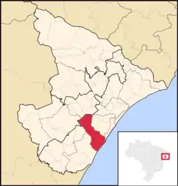 Location of Itaporanga d'Ajuda in the State of Sergipe