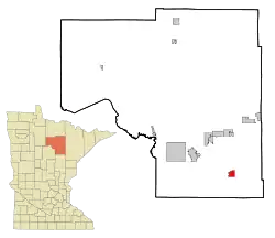 Location of the city of Warbawithin Itasca County, Minnesota