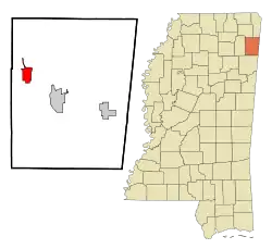 Location of Mantachie, Mississippi