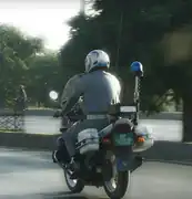 An Islamabad Traffic Police Suzuki motorbike patrolling.