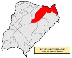 location of  Ituzaingó Department in Corrientes Province