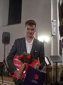 Ivan Vihor, following his victory at the Ferdo Livadic music competition in Samobor, Croatia