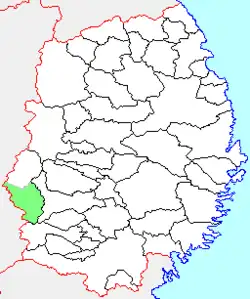 Location of Yuda in Iwate Prefecture