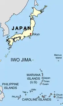 Map Japan and the Carolines