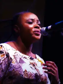 Iyenga during her 2018 performance at the Jazz Kif Festival in Kinshasa.