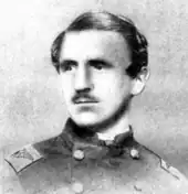 young American civil war officer with mustache