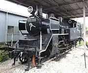 A Japanese National Railways steam train put on display at Takamori Station.