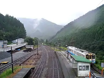 A view in the direction of Kakumodani. Note the deep ravine to the right.