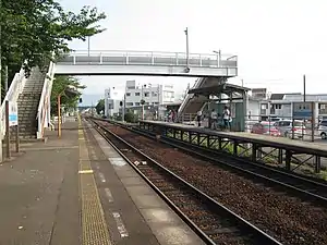 A view of the station platforms looking in the direction of Takamatsu