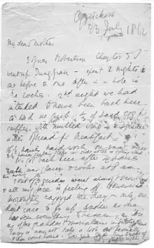 Letter written by J.S. Phillpotts after ascending the Jungfrau, July 1863. (Wrongly marked 1862.)
