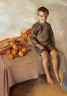 His son, Andrzej, with Apples