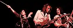 L to R: Corky Laing, Jack Bruce and Leslie West, 1973