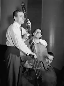 Jack Lesberg, Max Kaminsky, and Peanuts Hucko, Eddie Condon's, New York, N.Y., ca. May 1947. Image: Gottlieb