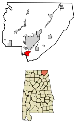 Location of Langston in Jackson County, Alabama.